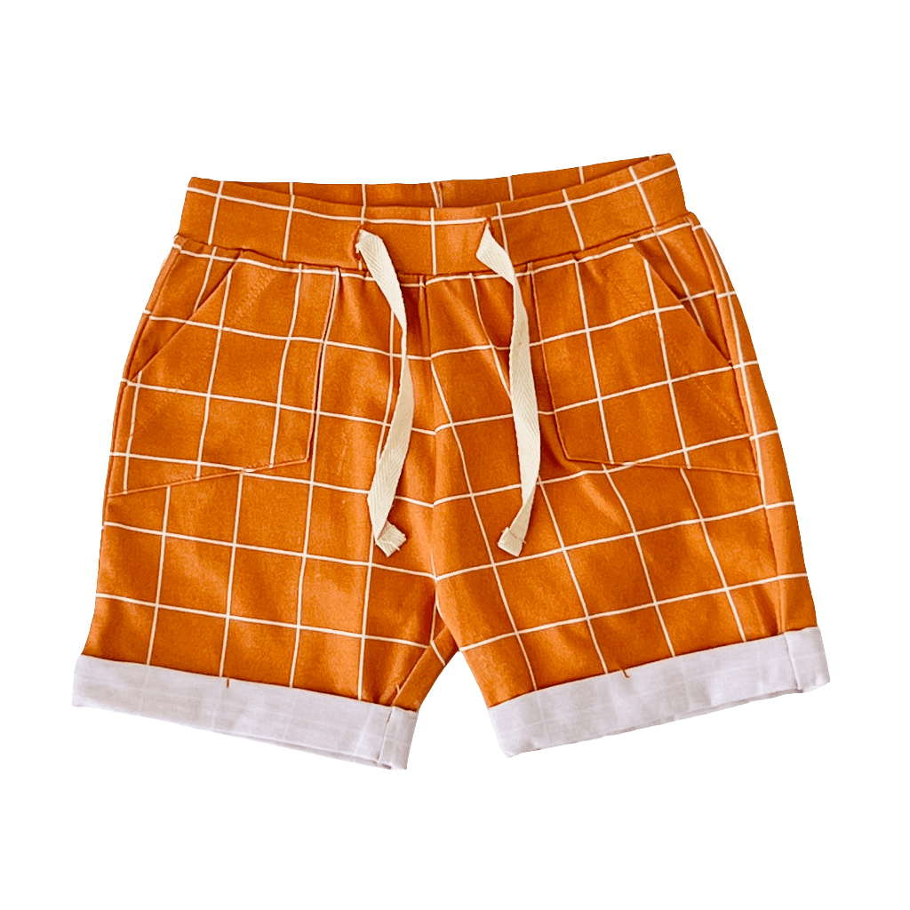 Checkered Baby Drawstring Shorts (Organic Jersey)