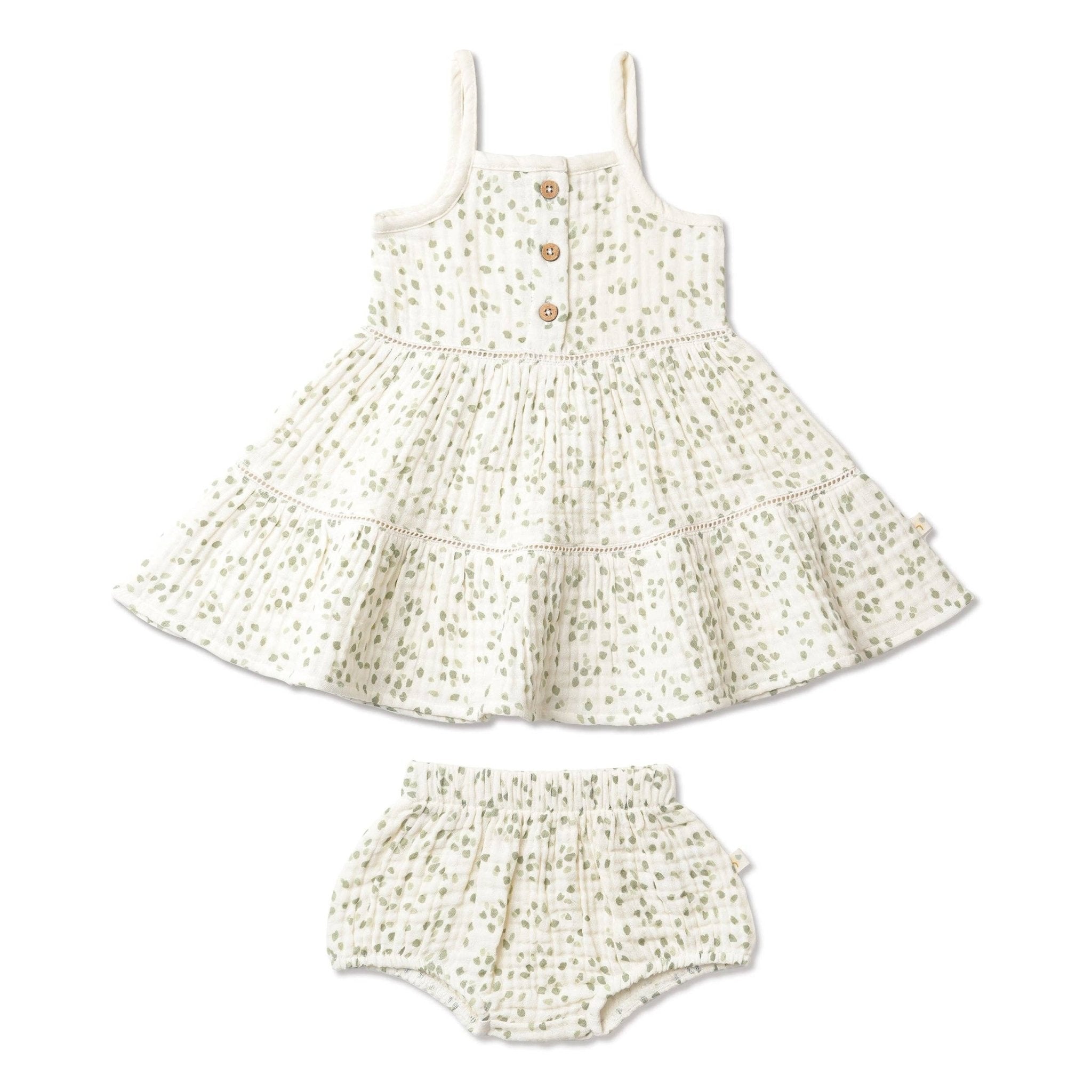 Organic Buttoned Tiered Dress - Petals