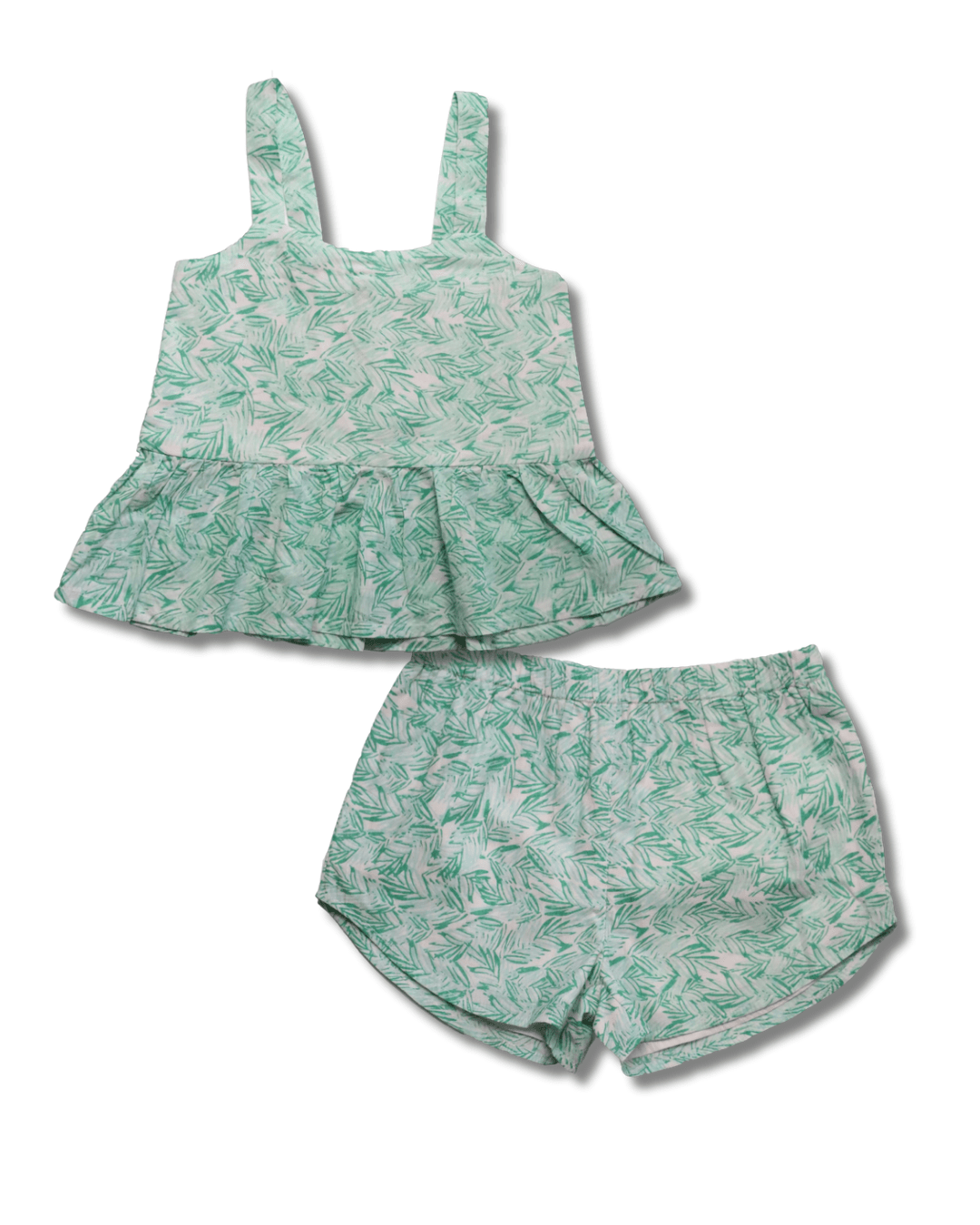 Organic Cotton Peplum & Shorts Set - Palm