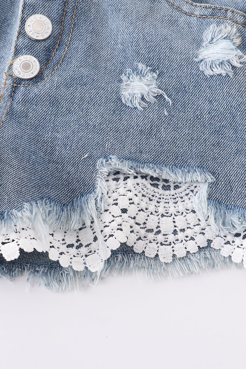 Lace Denim Shorts Honeydew Kids