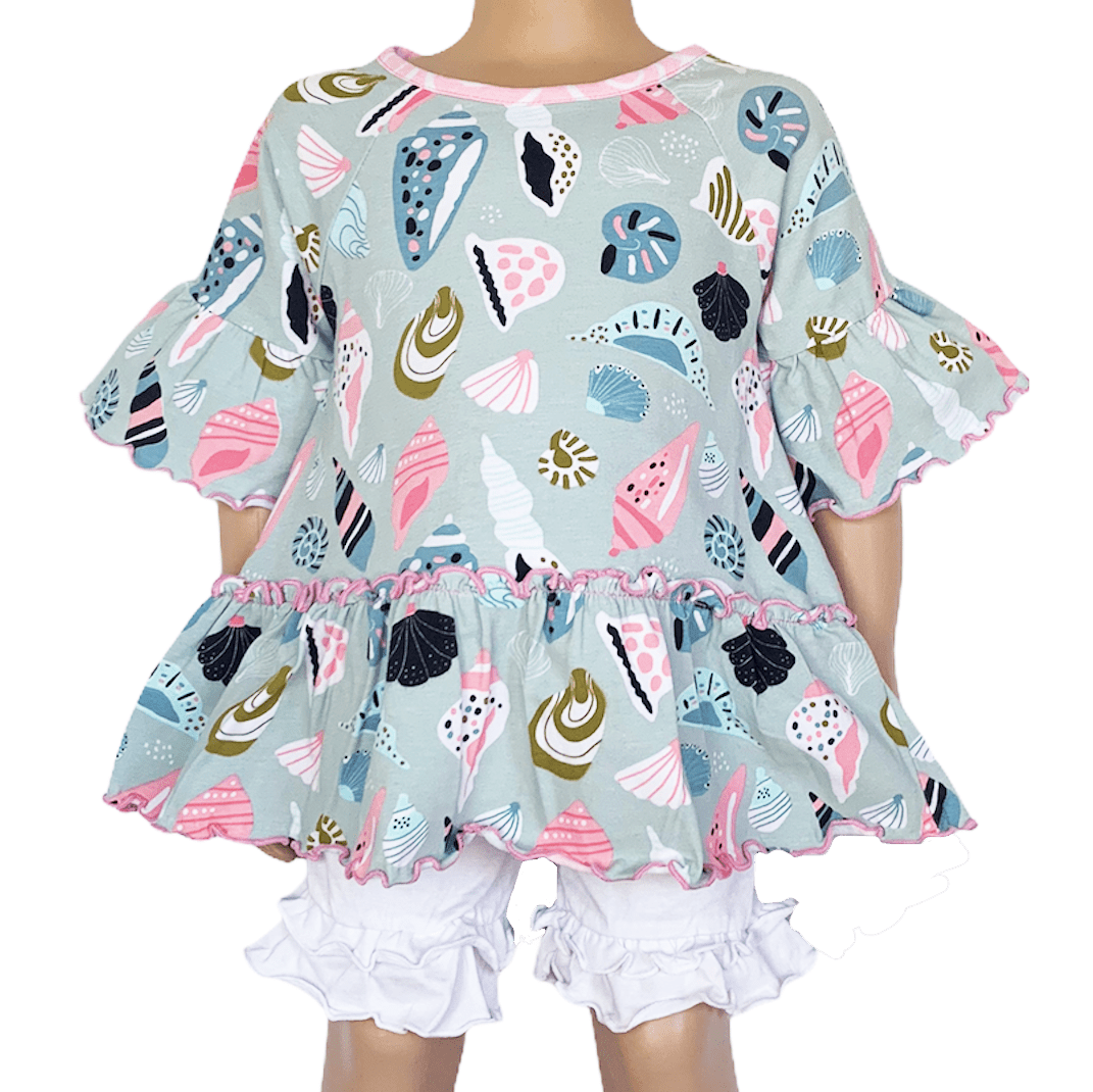 Seashell Angel Sleeve Cotton Knit Shirt AnnLoren
