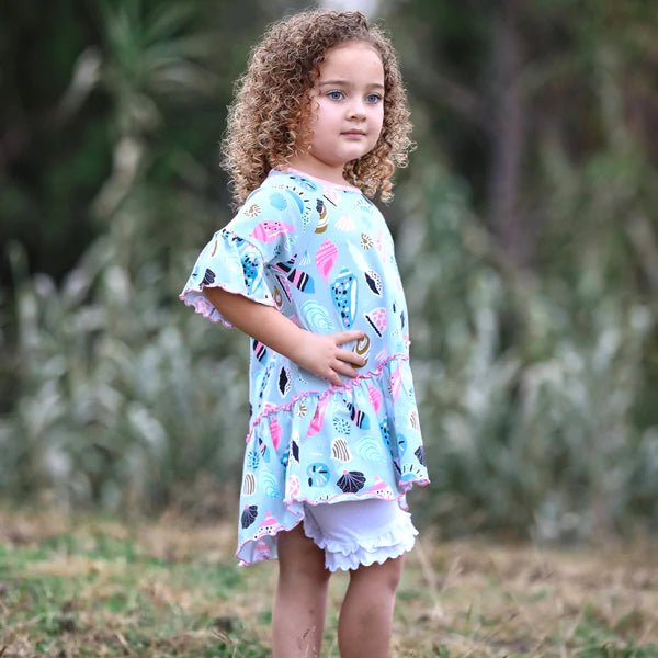 Seashell Angel Sleeve Cotton Knit Shirt AnnLoren