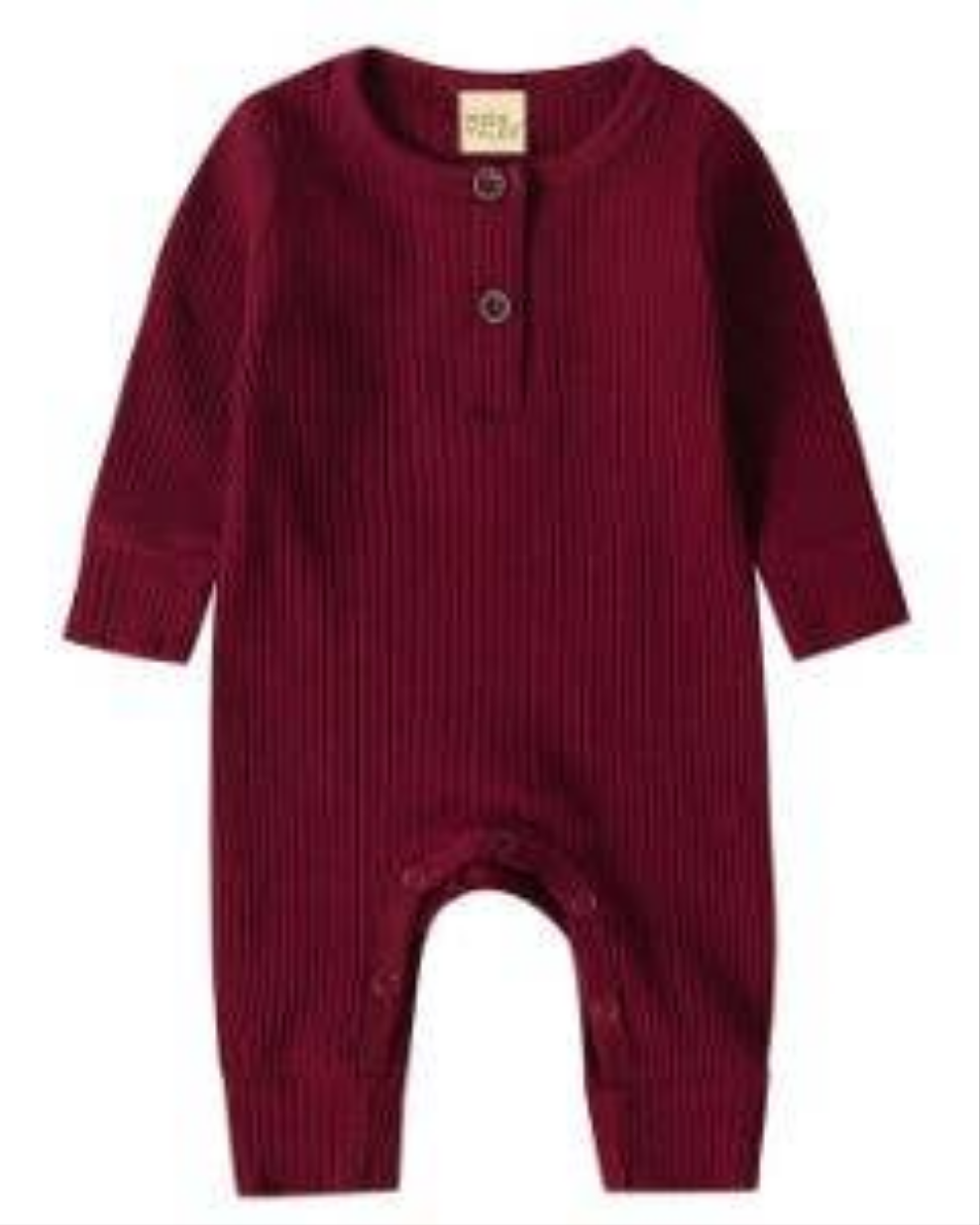 Ribbed Thermal Romper-Cranberry