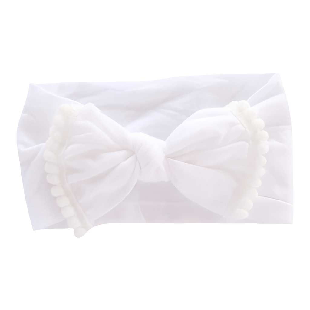 Beluga White Pom Pom Nylon Headwrap