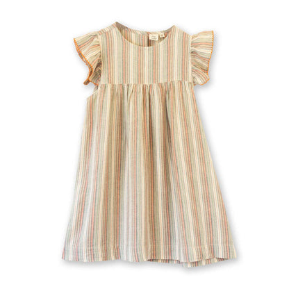 Flutter Sleeve Hannah Dress | Mint Green Stripe