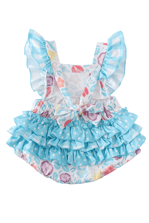 Blue Floral Bubble Romper
