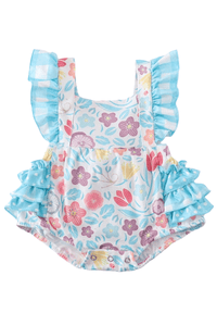 Blue Floral Bubble Romper