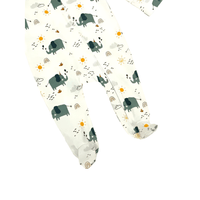 Elephant Organic Zipper Footie Romper