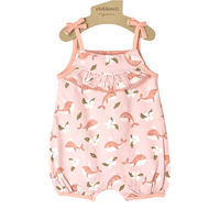 Gardenia Whale Pom-Pom Tie Baby Romper (Organic Jersey)