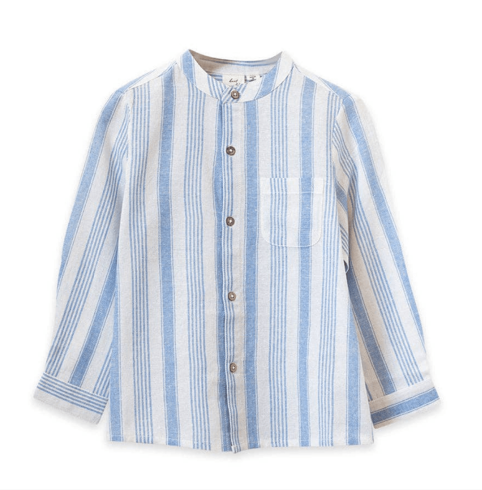 Ocean Stripe Mandarin Collar Shirt