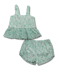 Organic Cotton Peplum & Shorts Set - Palm