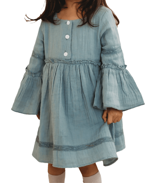 Bell Sleeve Muslin Dress