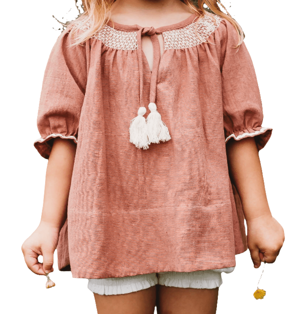 Smock Top with Embroidered Bloomer