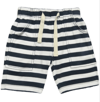 Striped Cargo Shorts - Navy and White