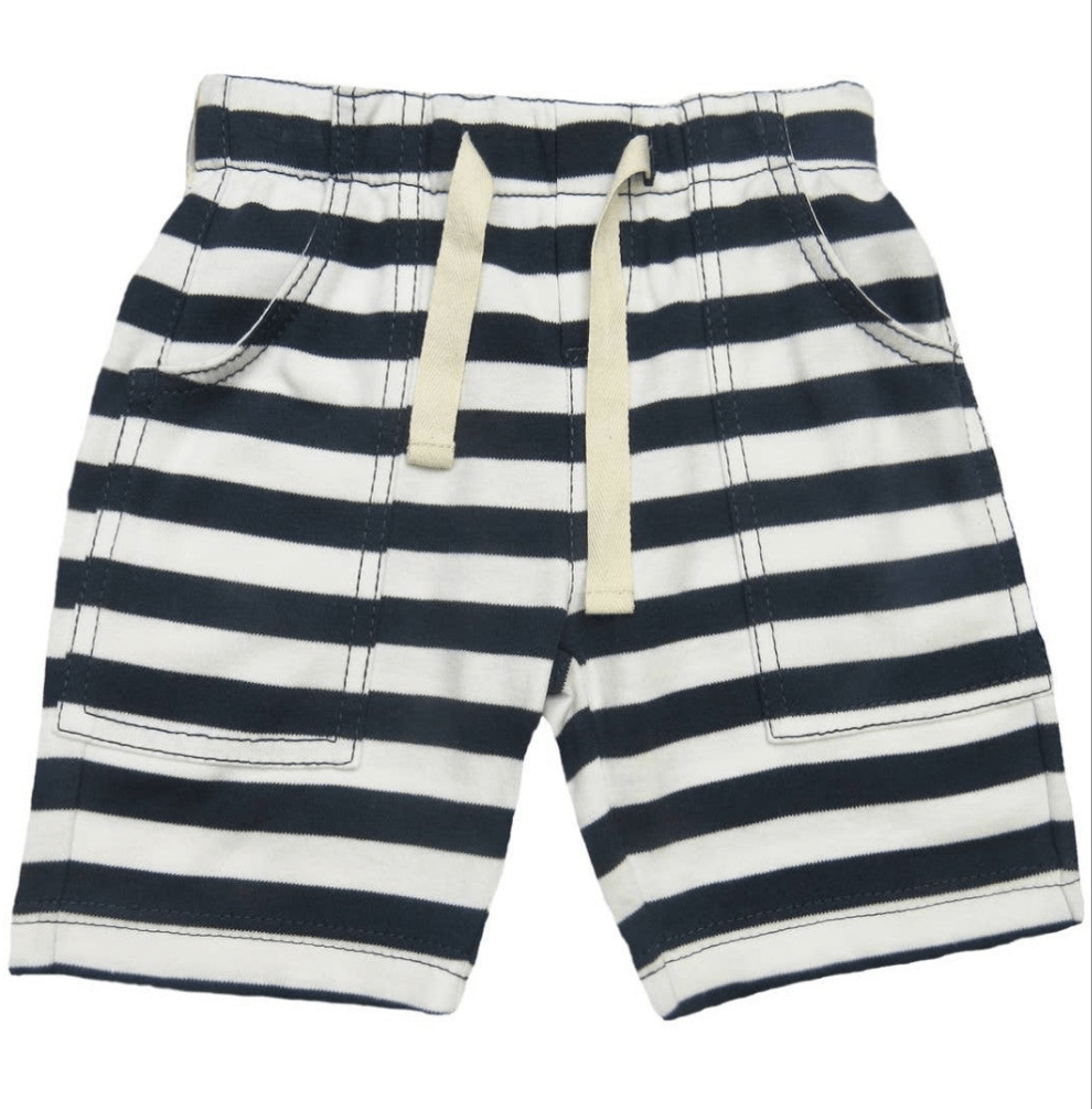 Striped Cargo Shorts - Navy and White