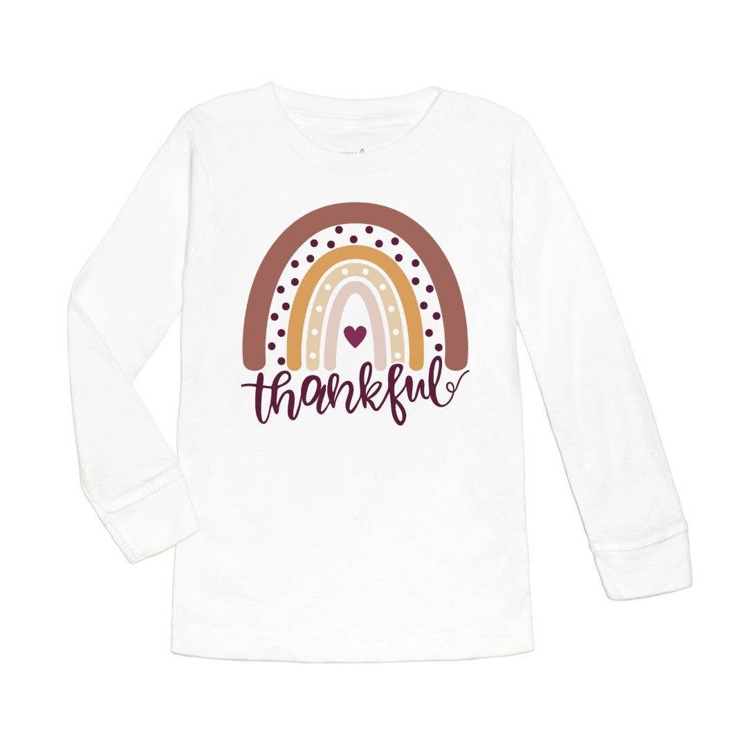 Thankful Rainbow Long Sleeve Shirt- Thanksgiving Kids Tee
