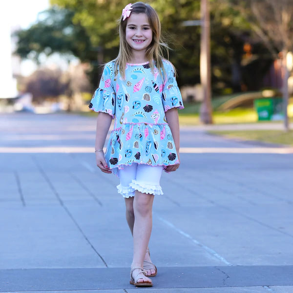 Seashell Angel Sleeve Cotton Knit Shirt AnnLoren