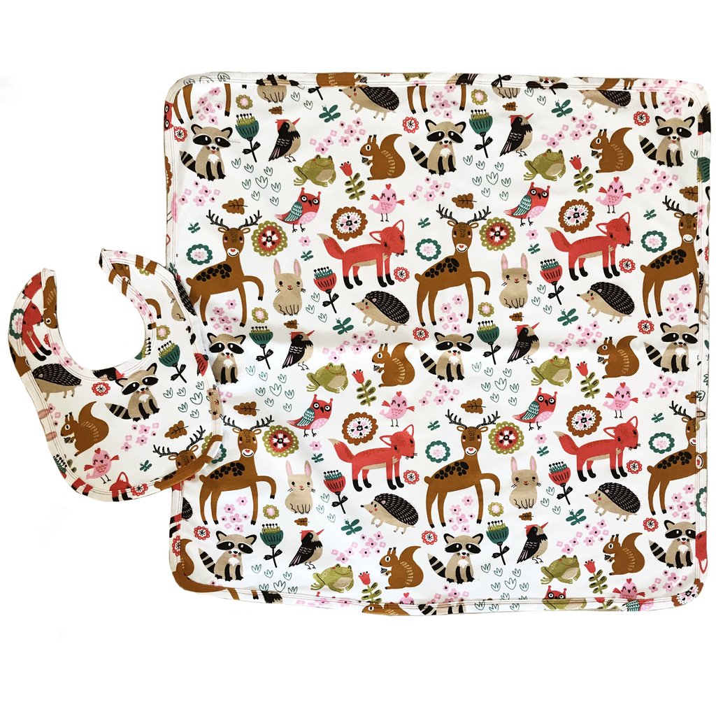 Forest Animal Blanket & Bib Gift Set AnnLoren