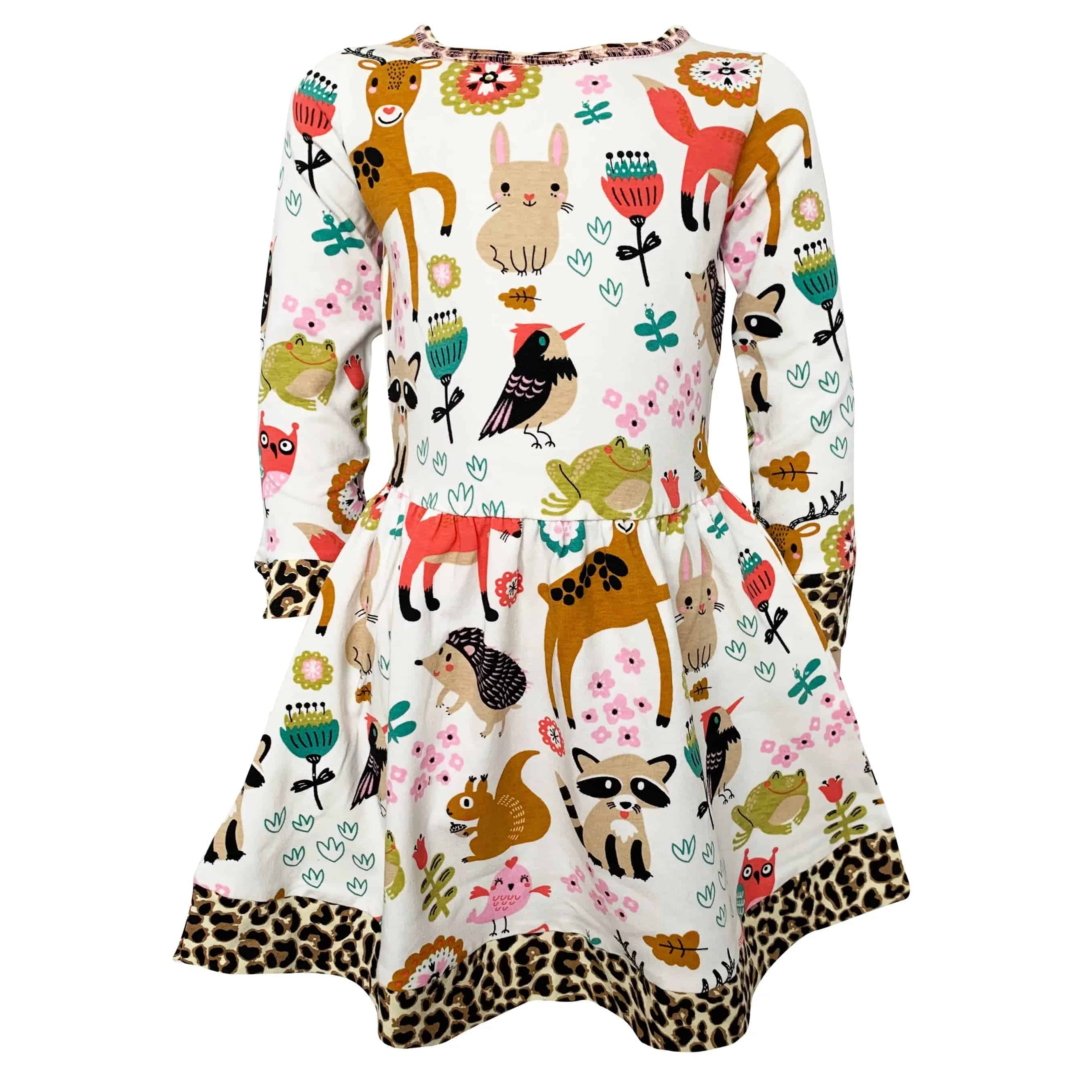 Long Sleeve Forest Friend Animals Dress AnnLoren