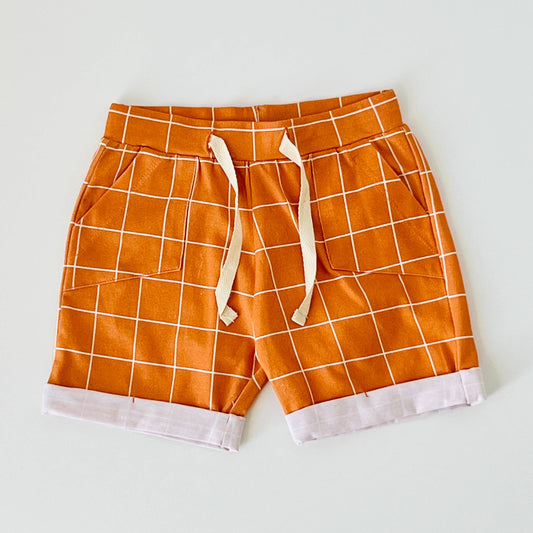 Checkered Baby Drawstring Shorts (Organic Jersey) - Sophia & Rhys