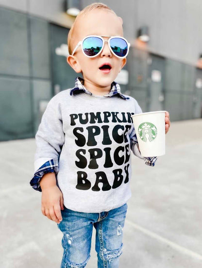 Pumpkin spice spice baby toddler sweatshirt Eden and Eve Clothing Company