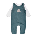 Elephant Embroidered Baby Knit Overall Set (Organic)
