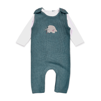 Elephant Embroidered Baby Knit Overall Set (Organic)