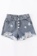 Lace Denim Shorts Honeydew Kids