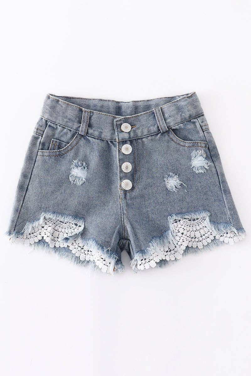 Lace Denim Shorts