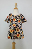 Leopard Sunflower Romper Clover Cottage