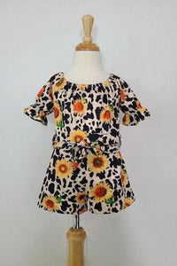 Leopard Sunflower Romper Clover Cottage