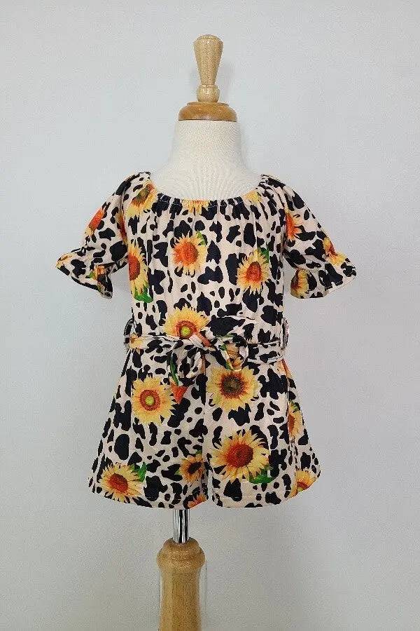 Leopard Sunflower Romper Clover Cottage
