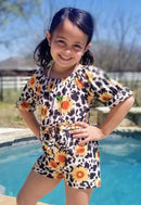 Leopard Sunflower Romper Clover Cottage