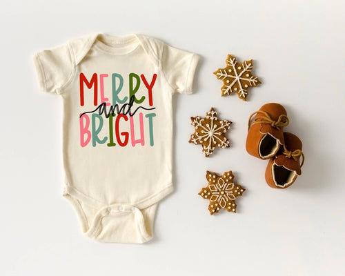 Christmas Colorful Merry and Bright Natural Baby Bodysuit - Sophia & Rhys