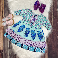 Mint Green & Lavender Short Sleeve Ruffle Dress Stella Bean Clothing Co