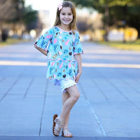 Seashell Angel Sleeve Cotton Knit Shirt AnnLoren