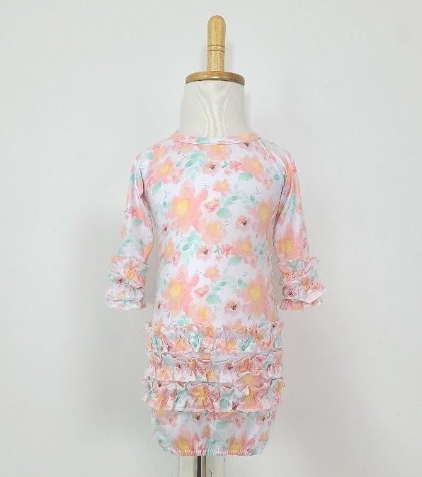 Watercolor Peach Baby Gown