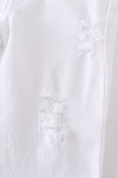 White Double Layered Distressed Denim Jeans Honeydew