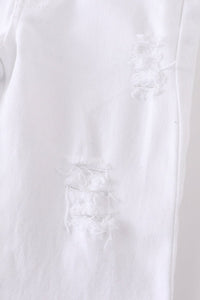 White Double Layered Distressed Denim Jeans Honeydew