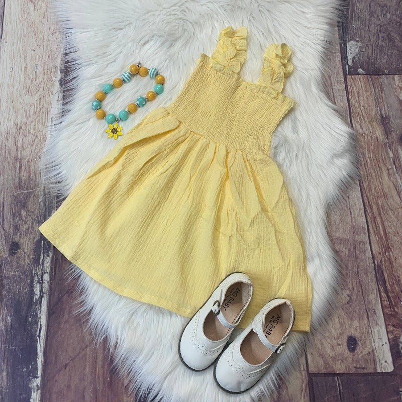Yellow Muslin Ruffle Strap Sundress